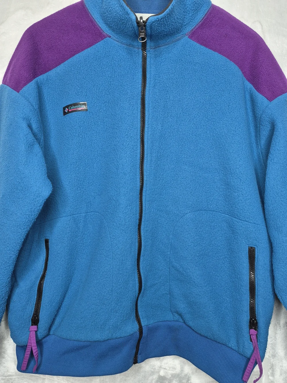 Vintage 90s Columbia Bugaboo Radial Colorblock Fleece Jacket Blue Purple Mens L